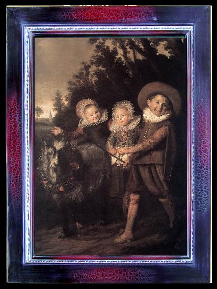 framed  HALS, Frans Three Children with a Goat Cart, Ta047